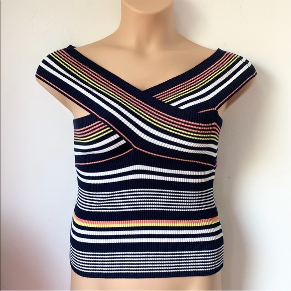 Zara | Off-Shoulder Ribbed Criss Cross Blouse M - Picture 2 of 6